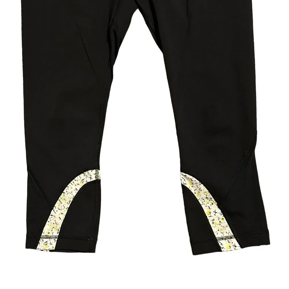 LULULEMON RUN: Inspire Crop II Black/Quilt/Fresh Fleur Neutral Blush Split Pea 8